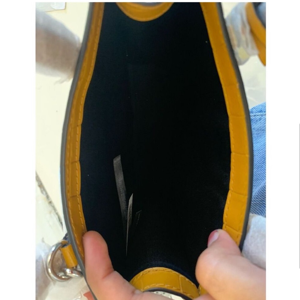 Marc Jacobs Mini Grind Mustard Yellow Leather Tote Bag Small Casual Handbag - Picture 4 of 10